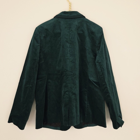 J. Crew Factory velvet schoolboy blazer Darkest Forest Green Size 16 - Picture 8 of 10